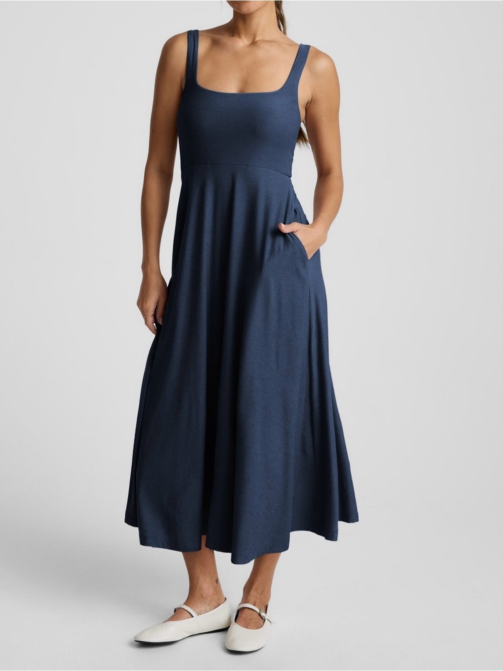 Beyond Yoga Featherweight At The Ready Square Neck Midi Dress